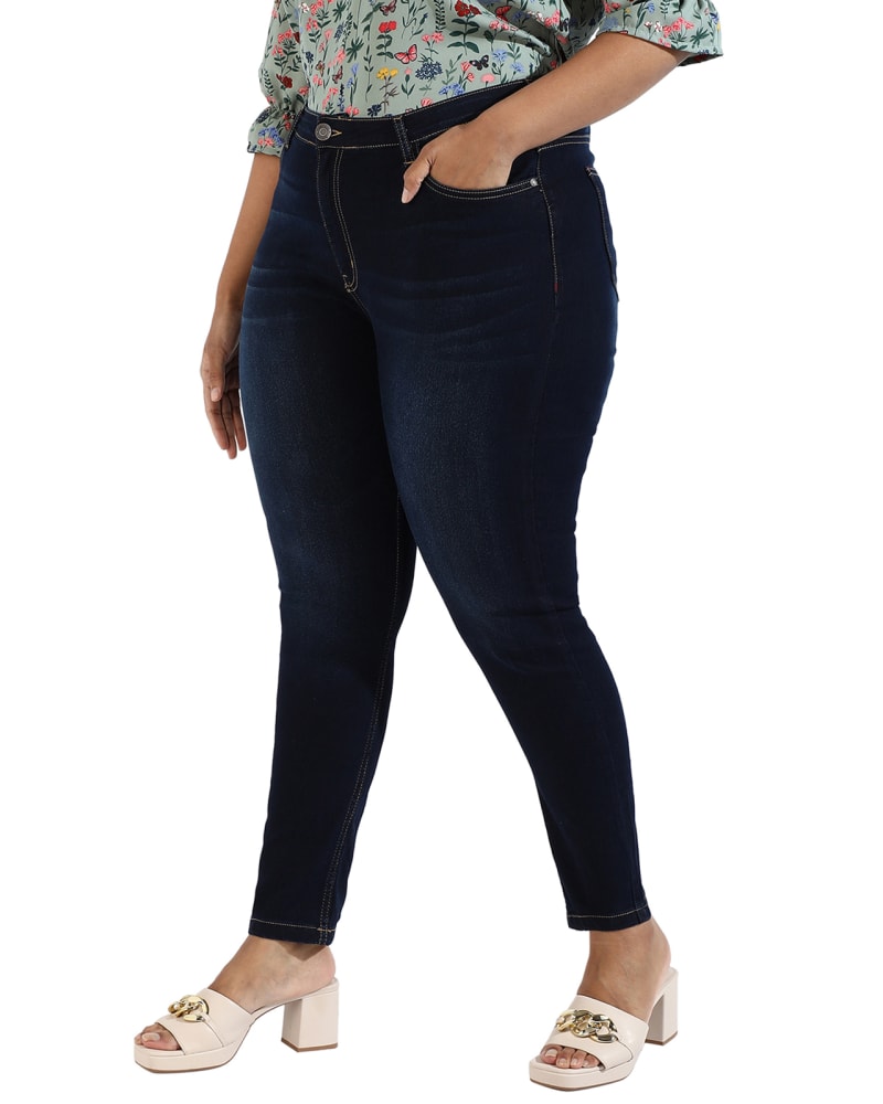 Dark blue plus size jeans discount